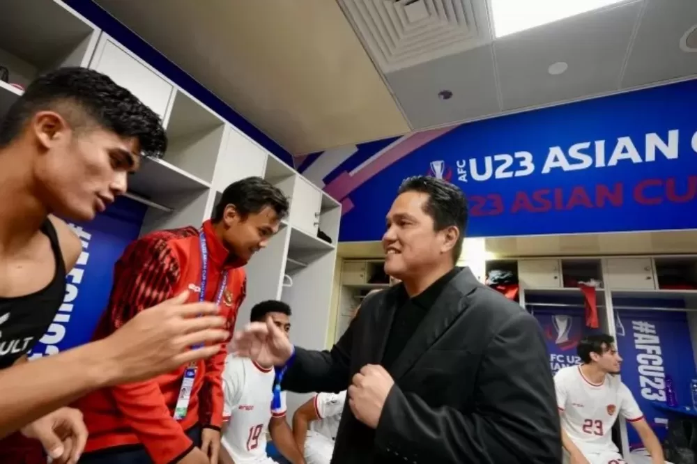 erick thohir banga dengan timnas u23 melawan irak